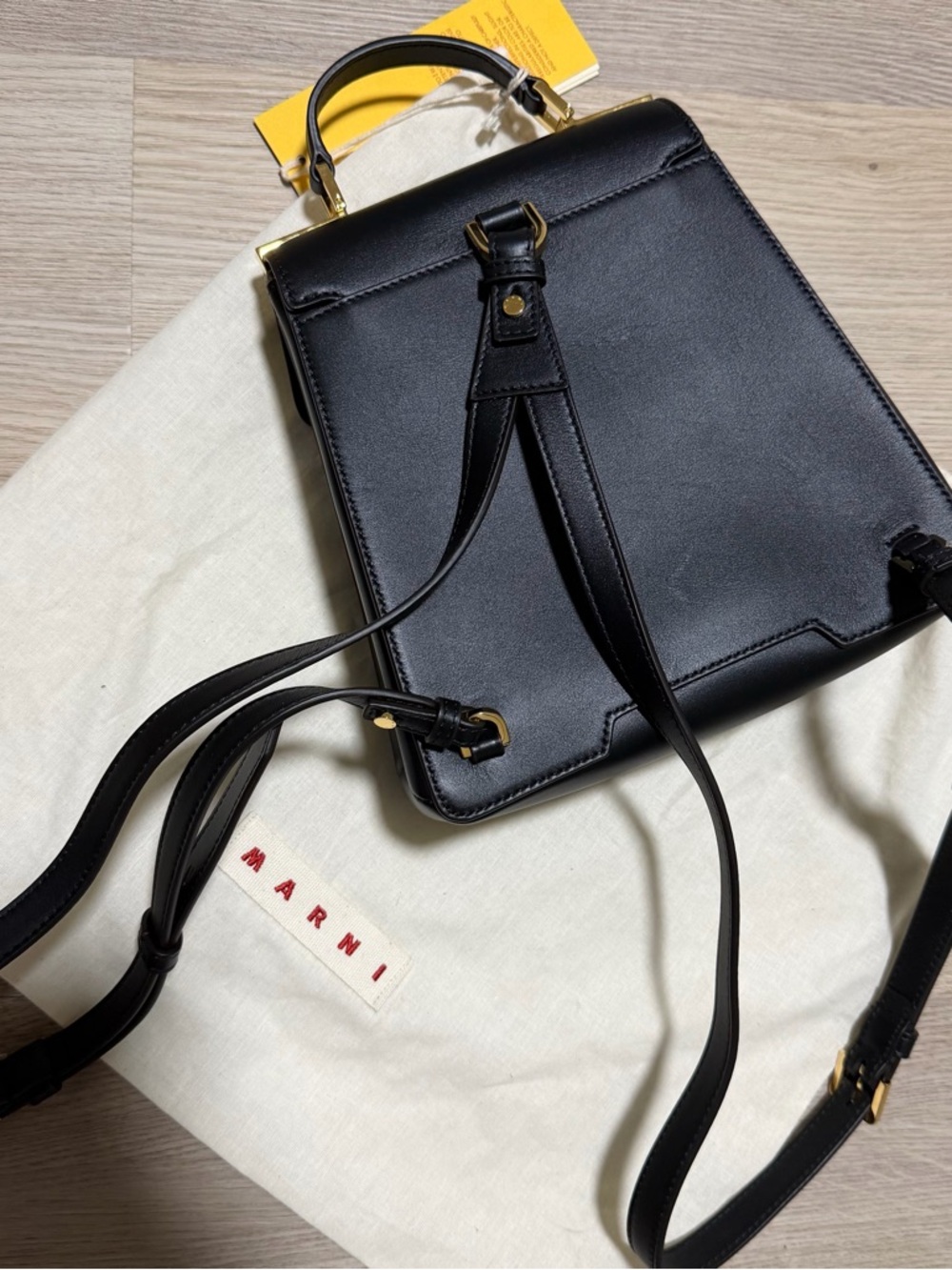 Marni Black Trunkaroo Leather Mini Backpack with Gold Hardware - Picture 6 of 13